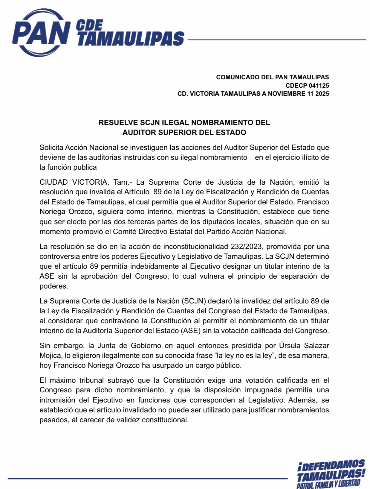 RESUELVE SCJN ILEGAL NOMBRAMIENTO DEL AUDITOR SUPERIOR DEL ESTADO